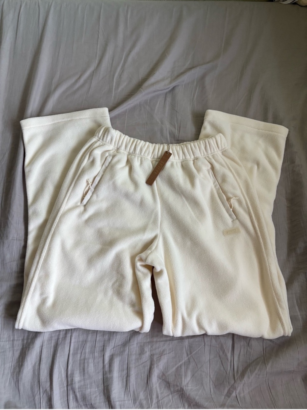 NWT SKIMS Fleece Lounge Straight Leg Pant Ecru XL MSRP $128 (G11)